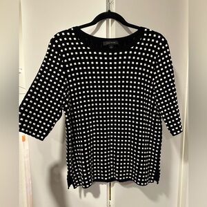 Ann Taylor Black and White Grid Pattern Top